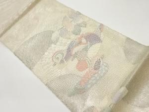 紗 鴛鴦模様織出し袋帯